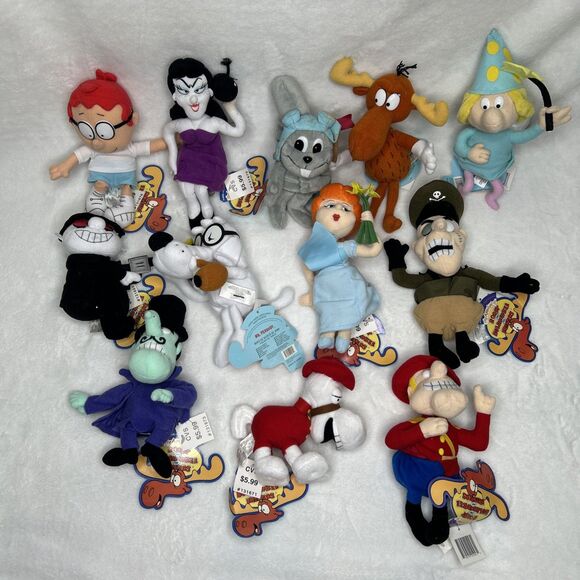 Rocky & Bullwinkle and Friends 2000 CVS COMPLETE SET of 12 Plush Dolls, Tags - Picture 1 of 15